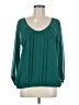 Studio M 100% Polyester Teal Long Sleeve Blouse Size M - photo 1