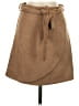Simplee Solid Tan Casual Skirt Size S - photo 1