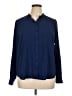 Susan Graver Chevron-herringbone Blue Long Sleeve Blouse Size 16 - photo 1