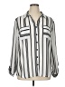 NY Collection Stripes Silver Long Sleeve Blouse Size XL - photo 1