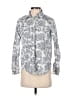 Ann Taylor 100% Cotton Paisley Silver Long Sleeve Button-Down Shirt Size S - photo 1