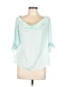 Bar III 100% Polyester Teal 3/4 Sleeve Blouse Size L - photo 1