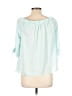Bar III 100% Polyester Teal 3/4 Sleeve Blouse Size L - photo 2