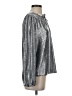 Ann Taylor LOFT 100% Polyester Metallic Silver Long Sleeve Blouse Size S - photo 4