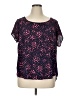 Torrid 100% Polyester Hearts Blue Pink Short Sleeve Blouse Size 1X Plus (1) - photo 1