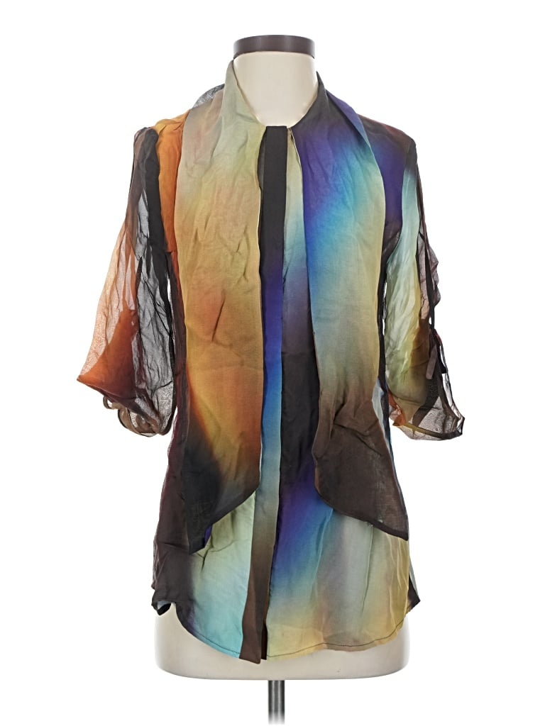 Pre-owned Nicole Miller 3/4 Sleeve Blouse In Brown