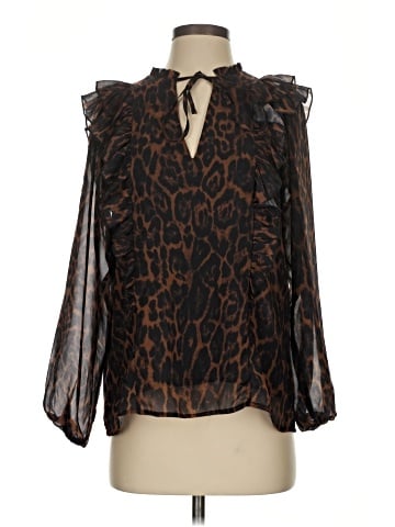Aqua Long Sleeve Blouse (view 1)