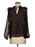Aqua 100% Polyester Animal Print Brown Long Sleeve Blouse Size XS - photo 1