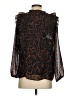 Aqua 100% Polyester Animal Print Brown Long Sleeve Blouse Size XS - photo 2