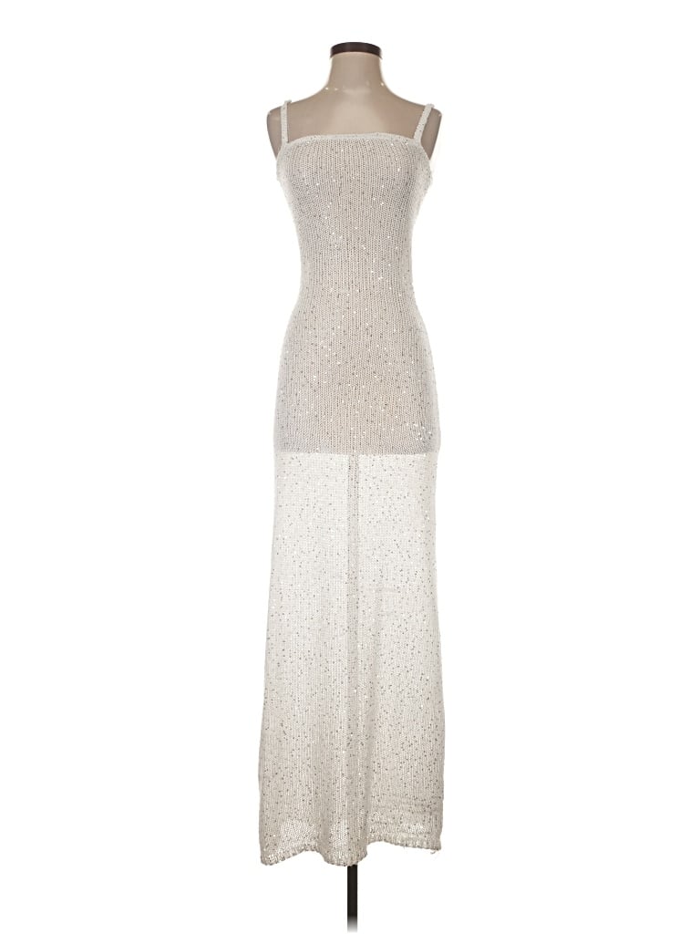 RUMORED Cocktail Dress: Silver Metallic Pattern Dresses - Used - Size X-Small