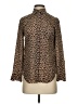 J.Crew 100% Silk Animal Print Brown Long Sleeve Silk Top Size 00 - photo 1