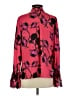 Ungaro Floral Red Long Sleeve Silk Top Size S - photo 2