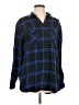 Express Outlet Plaid Blue Long Sleeve Button-Down Shirt Size L - photo 1