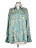 Zara 100% Polyester Floral Teal Long Sleeve Blouse Size S - photo 1