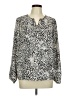 By Design 100% Polyester Animal Print Silver Long Sleeve Blouse Size M - photo 1