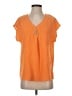 Just Be... 100% Polyester Orange Short Sleeve Henley Size S - photo 1