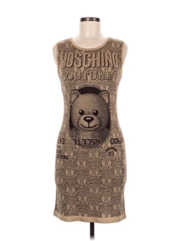 Moschino Couture Brown Metallic Teddy Bear Knit Mini Dress (view 1)