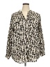 Calvin Klein 100% Polyester Animal Print Ivory Tan Long Sleeve Blouse Size 2X (estimated) - photo 1