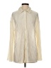 Shein 100% Polyester Stripes Ivory Long Sleeve Blouse Size 2 - photo 1