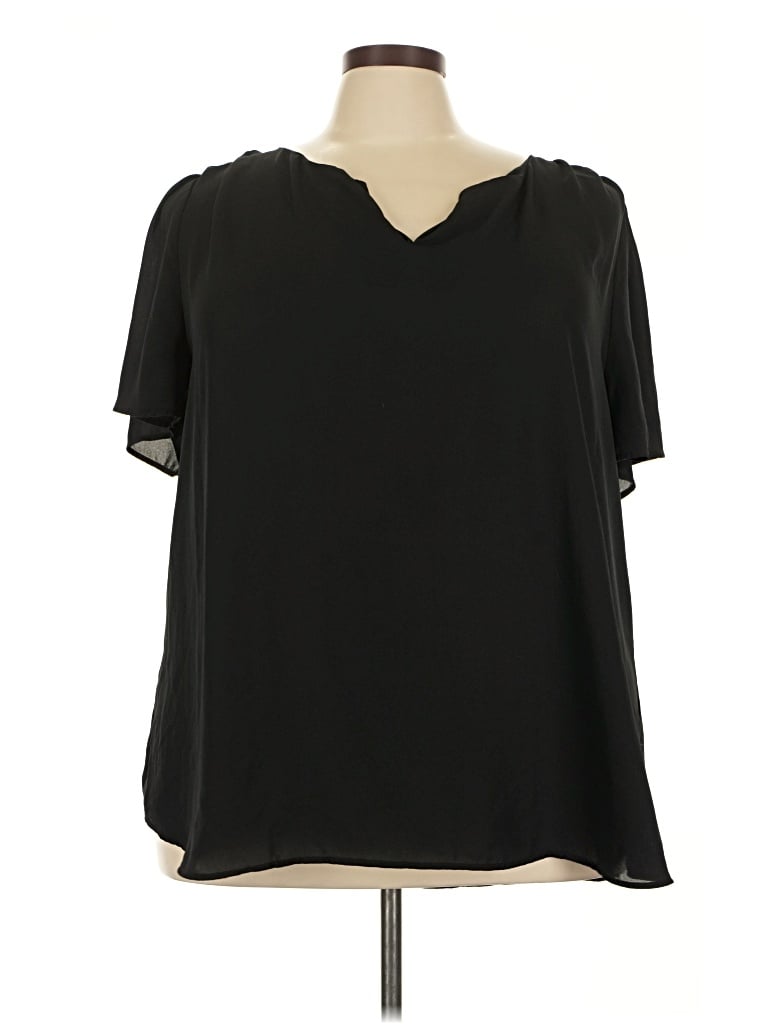 Pre-owned Daniel Rainn Short Sleeve Blouse In Black