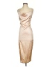 PrettyLittleThing 100% Polyester Metallic Tan Cocktail Dress Size 2 - photo 1