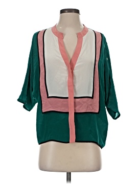 Line & Dot 3/4 Sleeve Silk Top