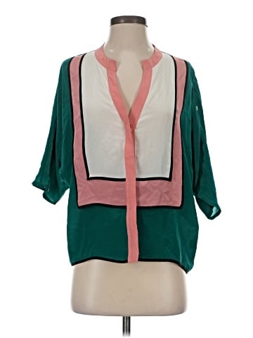 Line & Dot 3/4 Sleeve Silk Top (view 1)