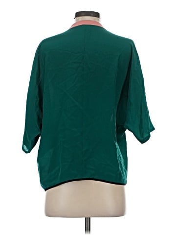 Line & Dot 3/4 Sleeve Silk Top (view 2)