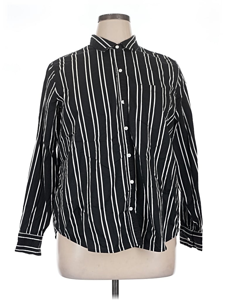Pre-owned Old Navy Long Sleeve Button Down Shirt In Black
