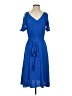 Ann Taylor 100% Polyester Solid Blue Casual Dress Size 4 (petite) - photo 1