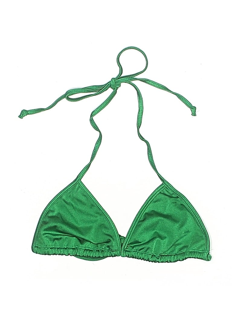 Pre-owned Unbranded Swimsuit Top Green Solid Pattern Swimwear