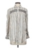 Floreat 100% Rayon Stripes Silver Long Sleeve Blouse Size S - photo 1