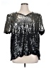 Anthony Marc Hankins 100% Polyester Silver Short Sleeve Blouse Size 1X - photo 1