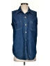 Bill Blass 100% Cotton Blue Sleeveless Button-Down Shirt Size S - photo 1