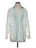 Vitamin A 100% Linen Stripes Ivory 3/4 Sleeve Blouse Size S - photo 1