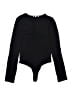 Express One Eleven Solid Black Bodysuit Size S - photo 1
