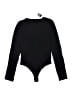 Express One Eleven Solid Black Bodysuit Size S - photo 2