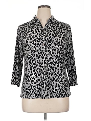 212 Collection 3/4 Sleeve Button-Down Shirt (view 1)