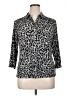 212 Collection Animal Print Silver 3/4 Sleeve Button-Down Shirt Size XL - photo 1