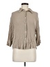 Babaton 100% Viscose Tan 3/4 Sleeve Button-Down Shirt Size M - photo 1