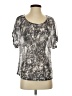 Studio Y 100% Polyester Metallic Silver Short Sleeve Blouse Size XS - photo 1