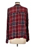 Seven7 100% Viscose Rayon Plaid Burgundy Long Sleeve Blouse Size L - photo 2