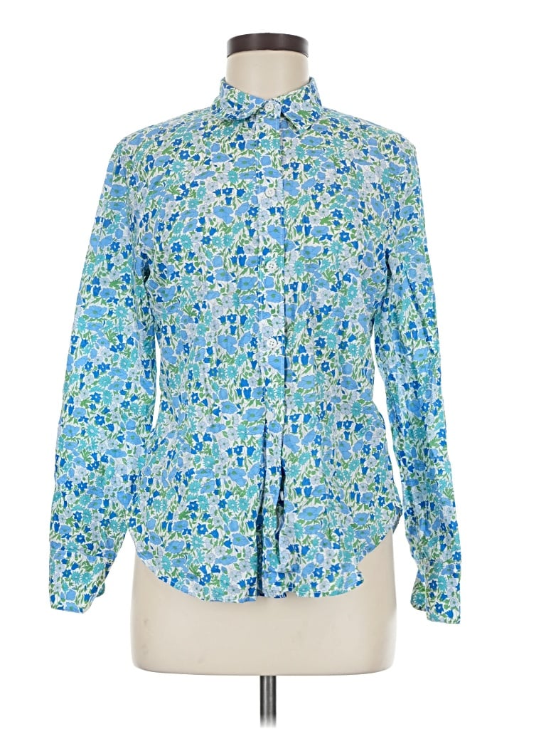 Pre-owned Liberty Art Fabrics For J.crew Long Sleeve Blouse In Blue