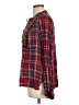 Seven7 100% Viscose Rayon Plaid Burgundy Long Sleeve Blouse Size L - photo 5