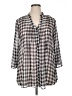Takara Checkered-gingham Gray 3/4 Sleeve Button-Down Shirt Size XL - photo 1