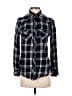 Angie 100% Cotton Plaid Black Long Sleeve Button-Down Shirt Size S - photo 1