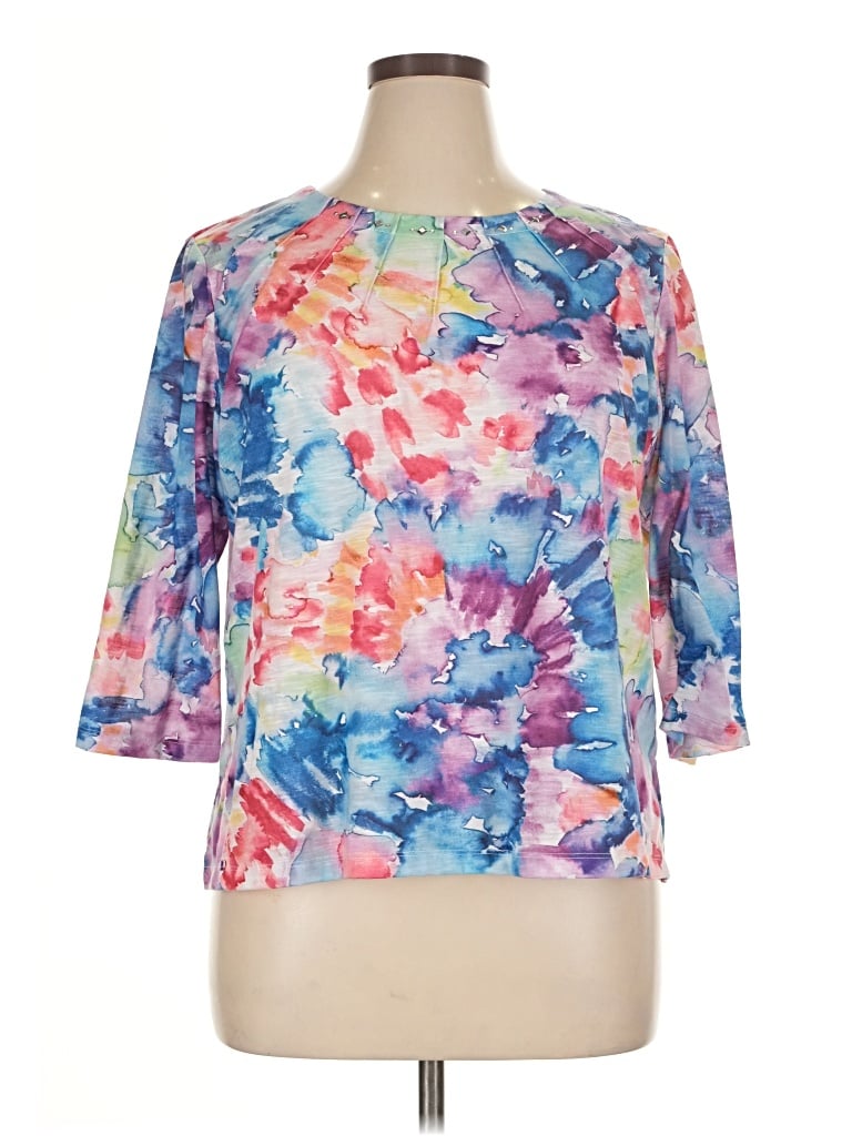 Pre-owned Alfred Dunner 3/4 Sleeve Top Blue Boatneck Tops