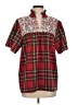 Layers Clothing 100% Polyester Plaid Red Short Sleeve Polo Size S - photo 1