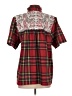 Layers Clothing 100% Polyester Plaid Red Short Sleeve Polo Size S - photo 2
