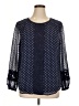 Isaac Mizrahi LIVE! 100% Polyester Polka Dots Blue Long Sleeve Blouse Size 16 - photo 1